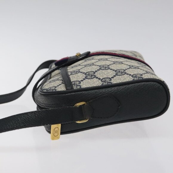 GUCCI GG Supreme Sherry Line Shoulder Bag PVC Navy Red - Picture 5 of 16